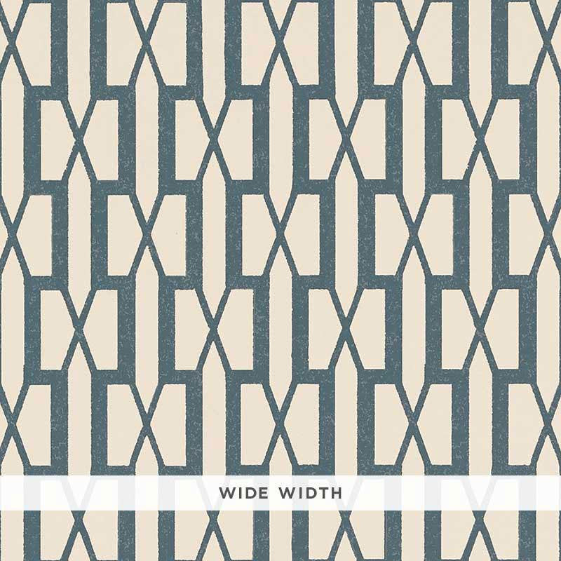 Belvedere Peacock Blue 5007995 by Schumacher Designer Wallpaper Veere Grenney 3.0" - Swanky Fabrics -