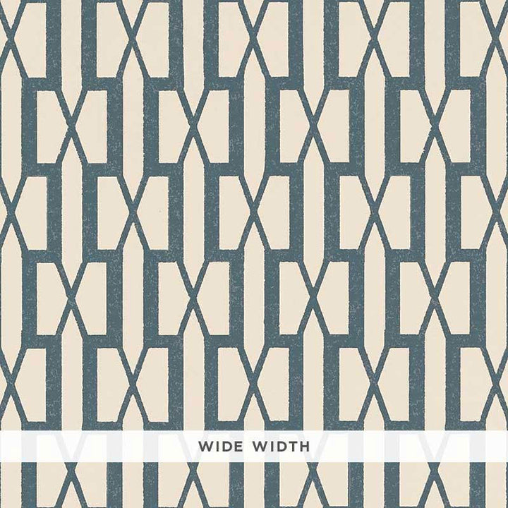 Belvedere Peacock Blue 5007995 by Schumacher Designer Wallpaper Veere Grenney 3.0" - Swanky Fabrics -