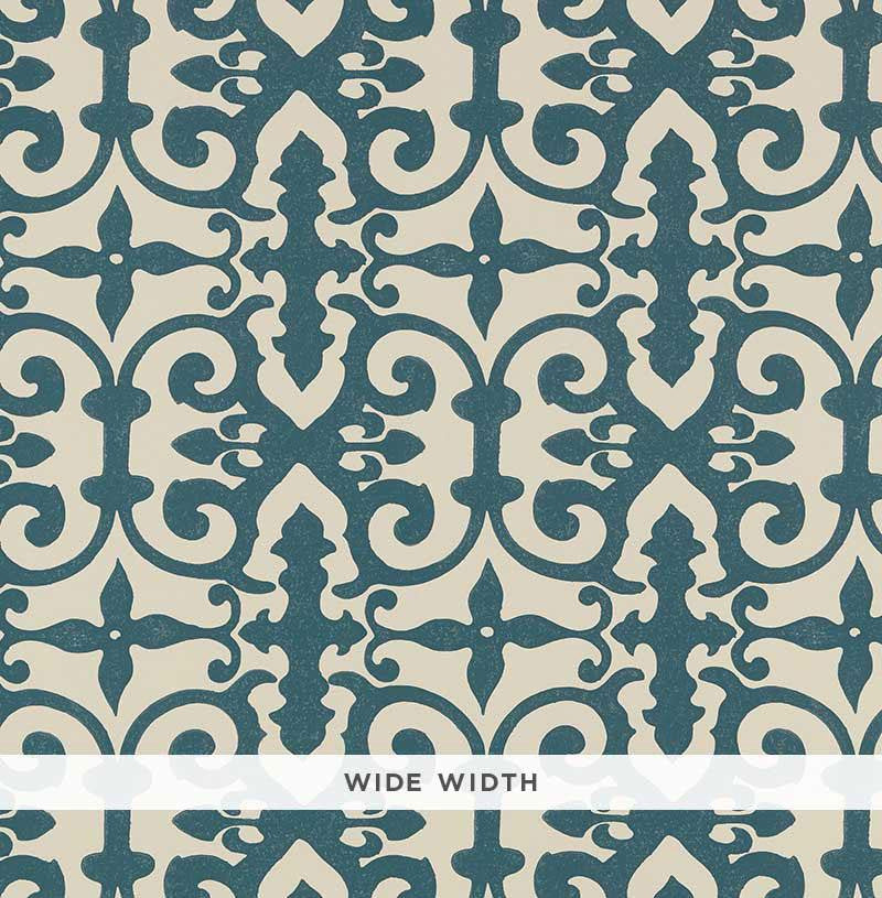 Ferne Park Peacock Blue 5008045 by Schumacher Designer Wallpaper Veere Grenney 10.25" - Swanky Fabrics -