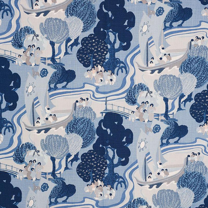 Pearl River Blues 173065 by Schumacher Designer Fabric Schumacher Classics 26.25" - Swanky Fabrics -
