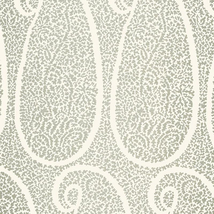 Ambala Paisley Fog 174642 by Schumacher Designer Fabric Au Naturel 6.75" - Swanky Fabrics -