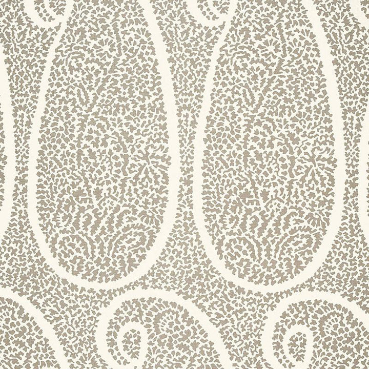Ambala Paisley Oyster 174643 by Schumacher Designer Fabric Au Naturel 6.75" - Swanky Fabrics -
