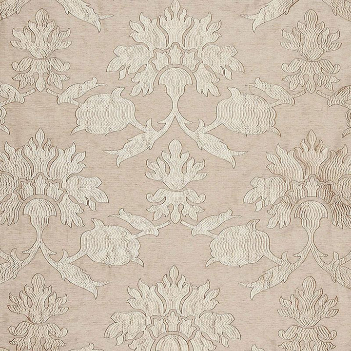 Roussillon Embroidery Greige 65290 by Schumacher Designer Fabric Au Naturel 12.75" - Swanky Fabrics -