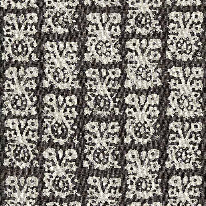 Jakarta Linen Print Graphite 174630 by Schumacher Designer Fabric Au Naturel 26.5" - Swanky Fabrics -