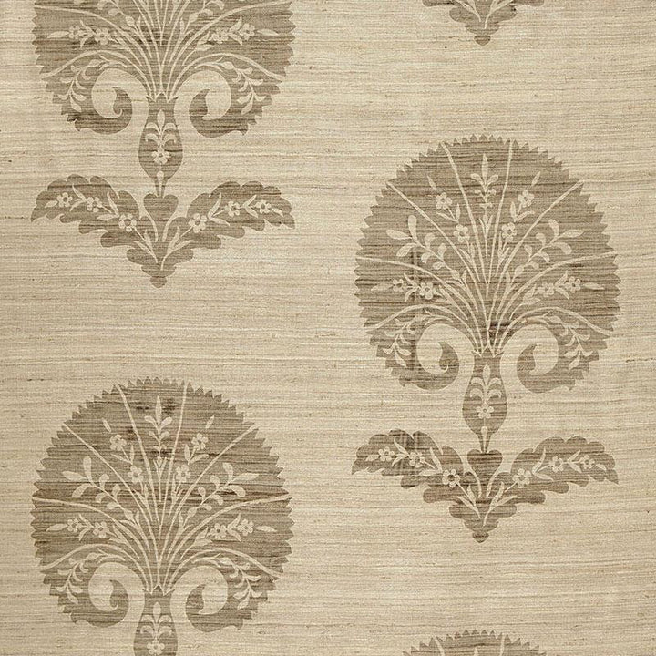 Ottoman Flower Putty 174650 by Schumacher Designer Fabric Au Naturel 13.25" - Swanky Fabrics -