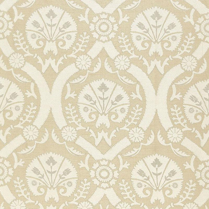 Taza Damask Champagne 65773 by Schumacher Designer Fabric Chroma 7.0" - Swanky Fabrics -