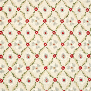 Claremont Embroidery Crimson 65740 by Schumacher Designer Fabric