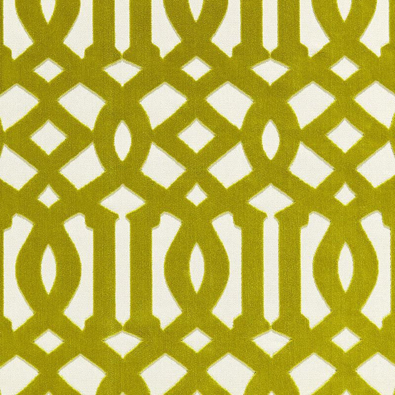 Imperial Trellis Velvet Chartreuse 65591 by Schumacher Designer Fabric Chroma 5.62" - Swanky Fabrics -