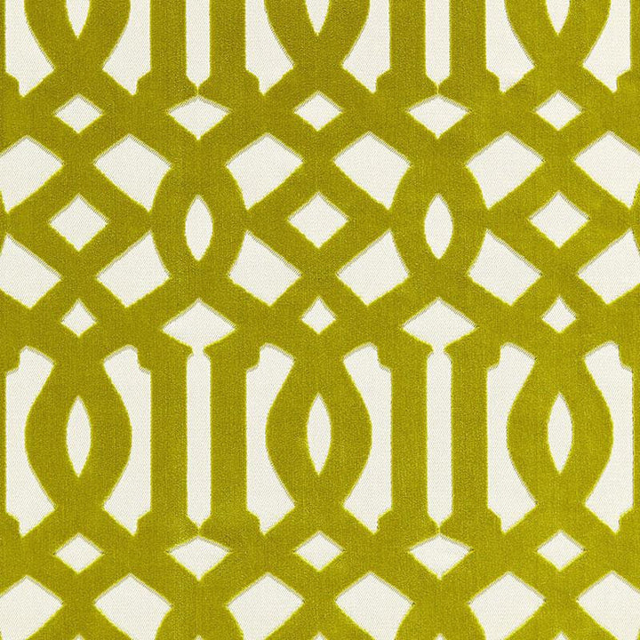 Imperial Trellis Velvet Chartreuse 65591 by Schumacher Designer Fabric Chroma 5.62" - Swanky Fabrics -