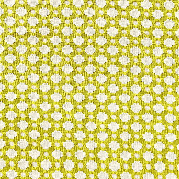 Betwixt Chartreuse / Ivory 65680 by Schumacher Designer Fabric Essentials: Small-Scale Upholstery 1.62" - Swanky Fabrics -