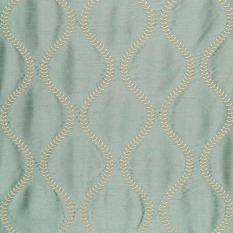 Agadir Embroidery Aqua 65753 by Schumacher Designer Fabric Chroma 3.25" - Swanky Fabrics -