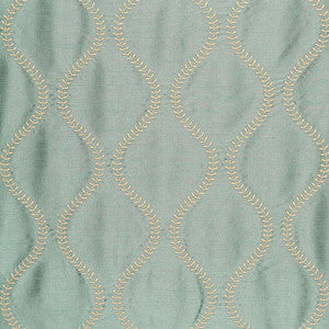 Agadir Embroidery Aqua 65753 by Schumacher Designer Fabric