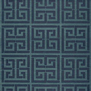 Greek Key Sisal Peacock 5005691 by Schumacher Designer Wallpaper