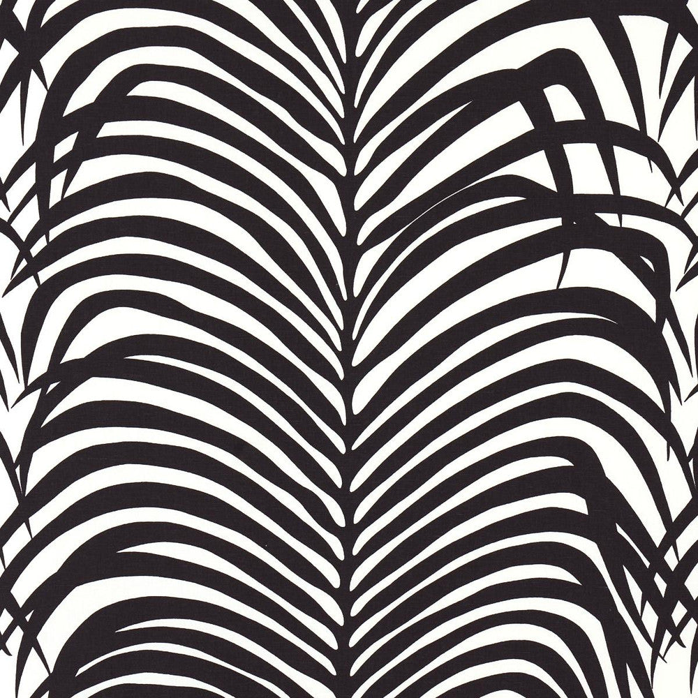 Zebra Palm Ebony 174872 by Schumacher Designer Fabric Good Vibrations 27.0" - Swanky Fabrics -