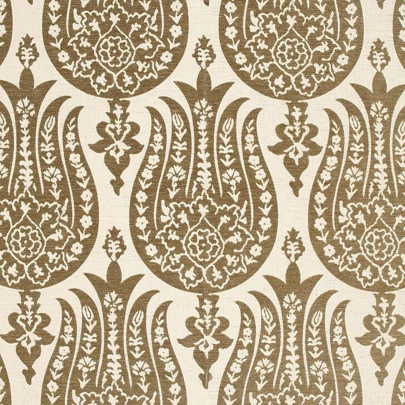 Izmir Chenille Mocha 65860 by Schumacher Designer Fabric Chroma 6.75" - Swanky Fabrics -