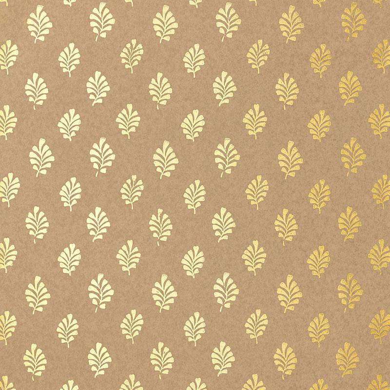 Bakara Leaf Gilt 5005233 by Schumacher Designer Wallpaper Jaipur - Swanky Fabrics -