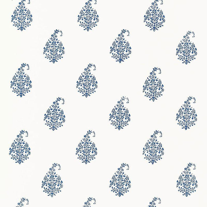Kerala Paisley Delft 5005281 by Schumacher Designer Wallpaper Jaipur - Swanky Fabrics -