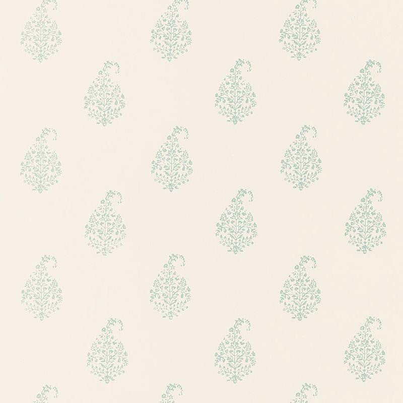 Kerala Paisley Water Blue 5005282 by Schumacher Designer Wallpaper Simply Charming - Swanky Fabrics -