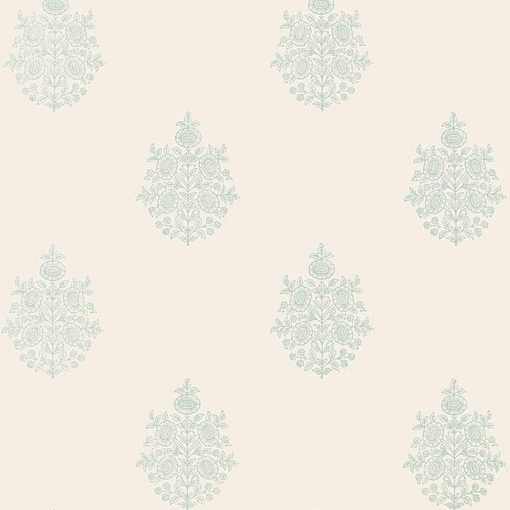 Asara Flower Water Blue 5005322 by Schumacher Designer Wallpaper Jaipur - Swanky Fabrics -