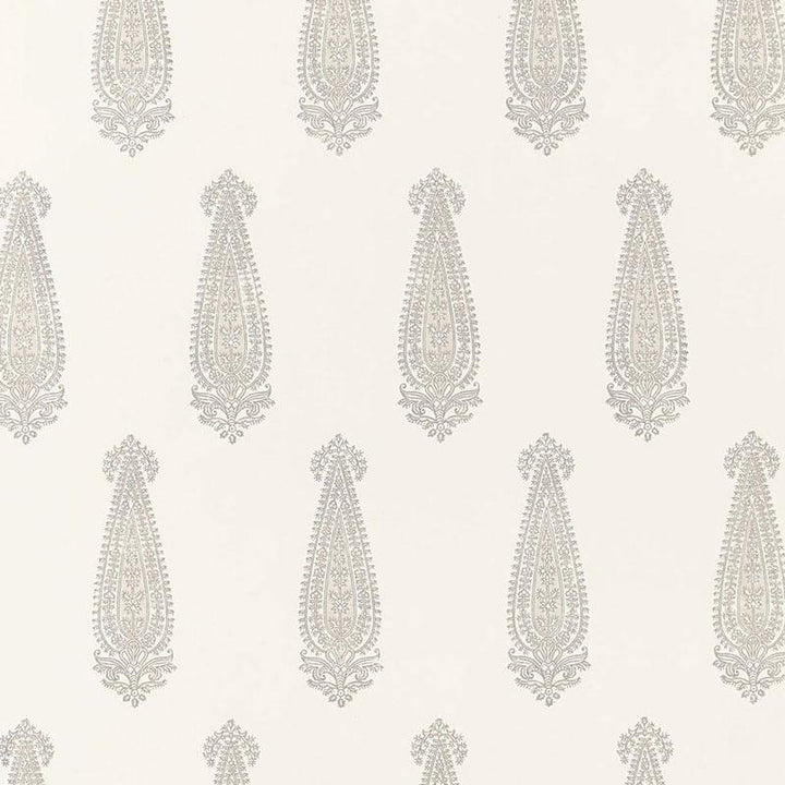 Katara Paisley Oyster 5005330 by Schumacher Designer Wallpaper Simply Charming - Swanky Fabrics -