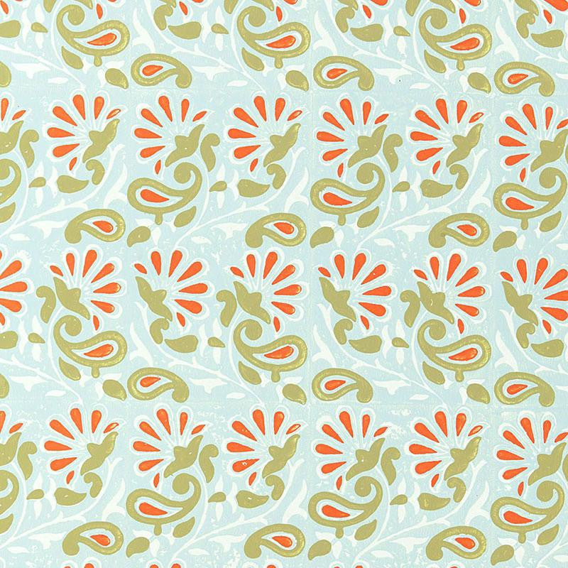 Rampura Water Blue 5005342 by Schumacher Designer Wallpaper Jaipur - Swanky Fabrics -