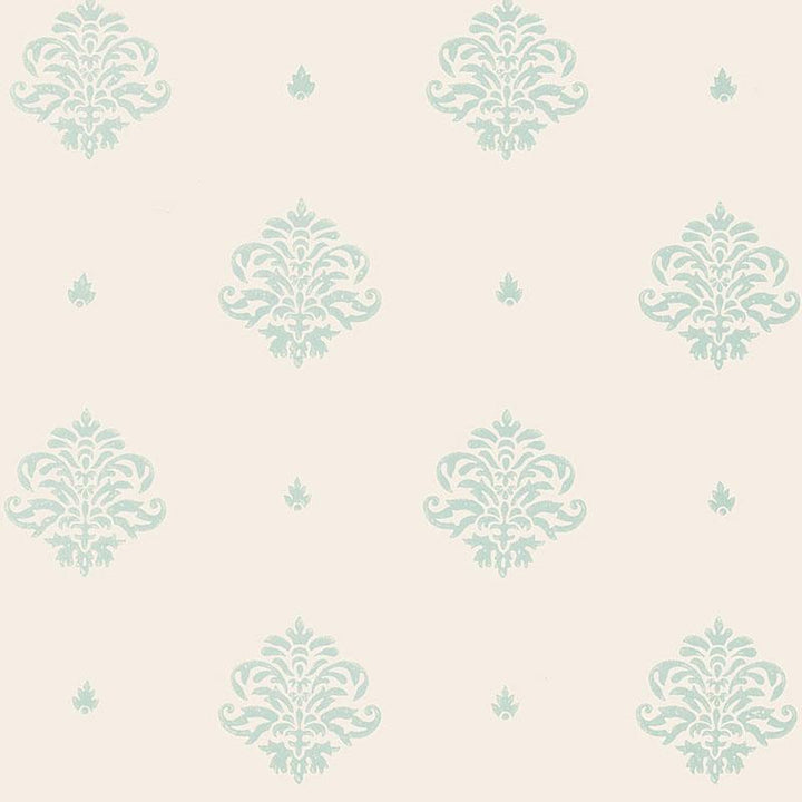 Mayla Damask Water Blue 5005352 by Schumacher Designer Wallpaper Jaipur / Hand Block Prints - Swanky Fabrics -