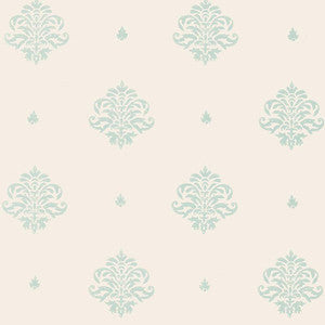Mayla Damask Water Blue 5005352 by Schumacher Designer Wallpaper