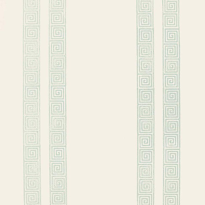 Greek Key Stripe Water Blue 5005362 by Schumacher Designer Wallpaper Jaipur - Swanky Fabrics -