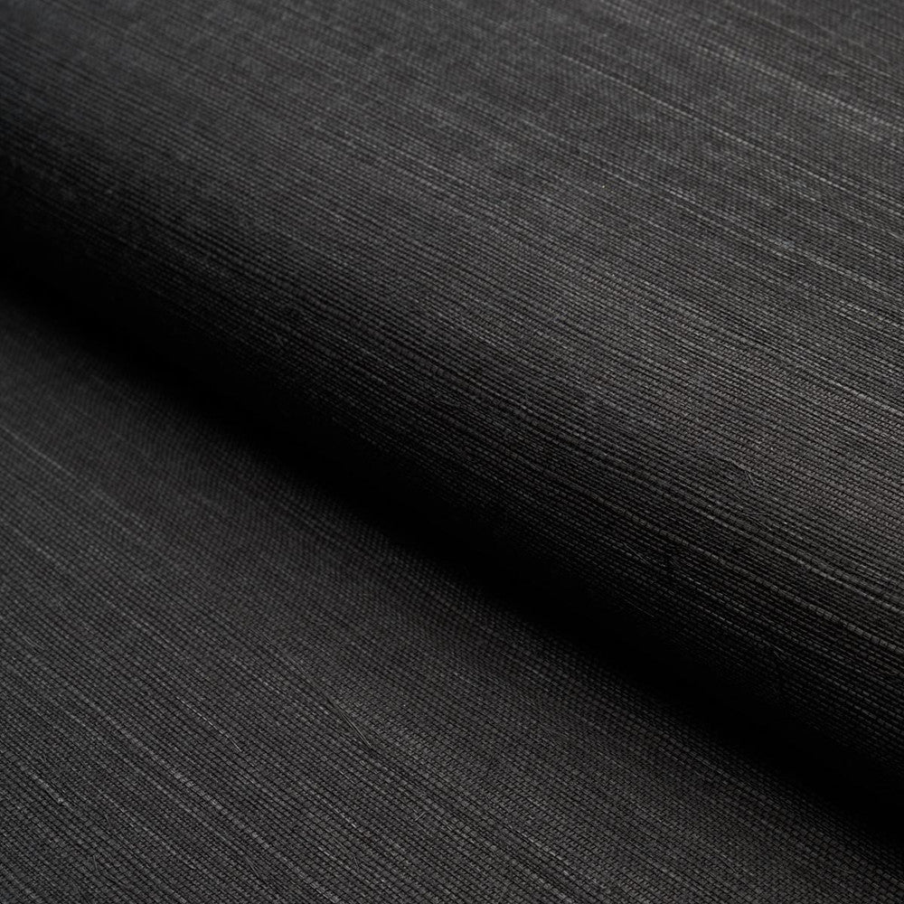 Haruki Sisal Jet 5004715 by Schumacher Designer Wallpaper Perfect Basics: Haruki Sisal - Swanky Fabrics -