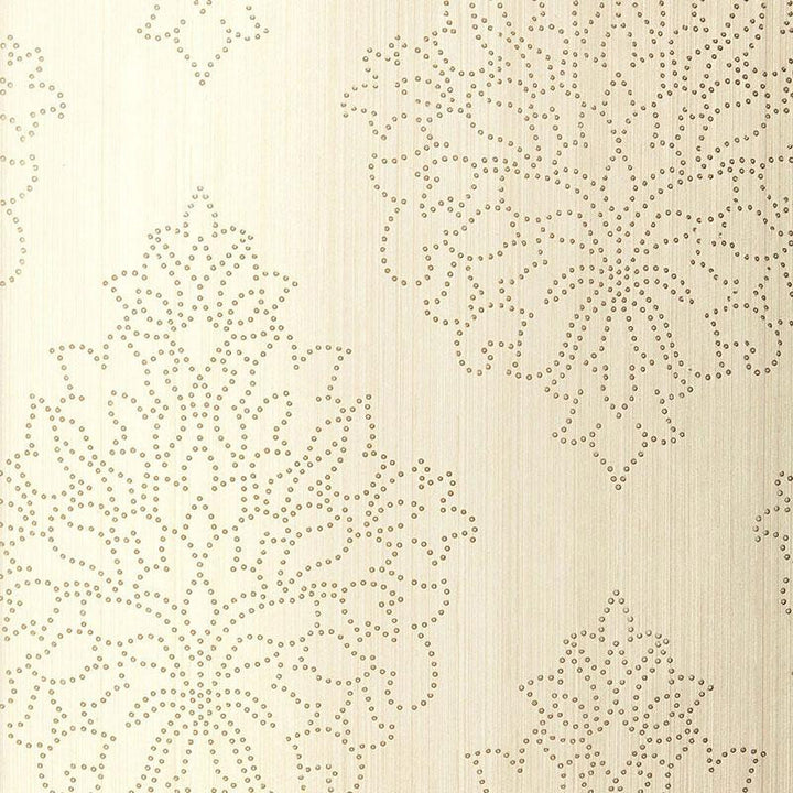 Beaded Damask Alabaster 5005660 by Schumacher Designer Wallpaper Modern Glamour 27.0" - Swanky Fabrics -
