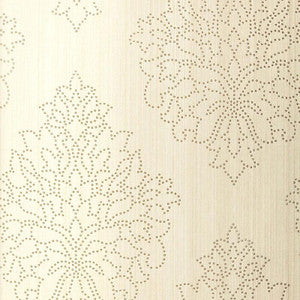 Beaded Damask Alabaster 5005660 by Schumacher Designer Wallpaper