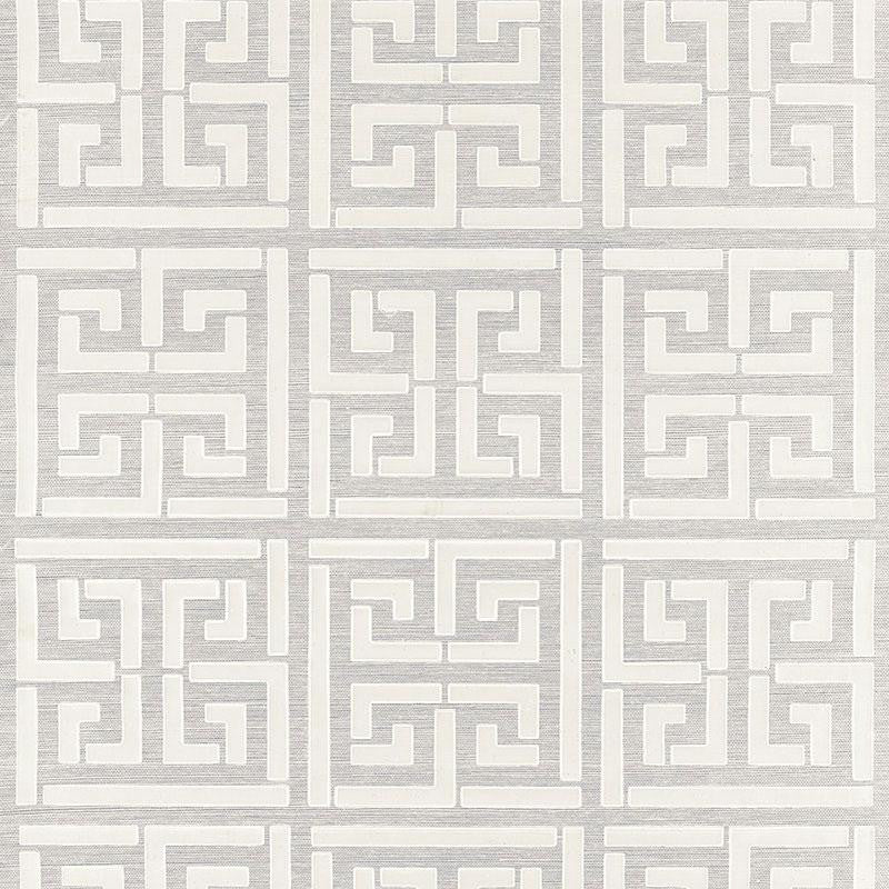 Greek Key Sisal Silver 5005690 by Schumacher Designer Wallpaper Modern Glamour 34.0" - Swanky Fabrics -