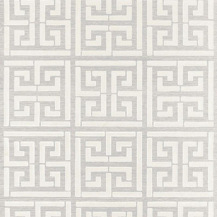 Greek Key Sisal Silver 5005690 by Schumacher Designer Wallpaper Modern Glamour 34.0" - Swanky Fabrics -