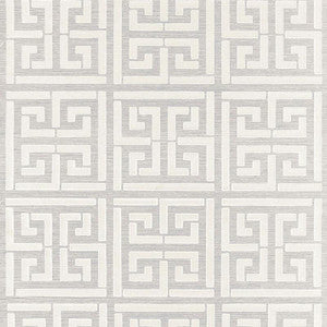 Greek Key Sisal Silver 5005690 by Schumacher Designer Wallpaper