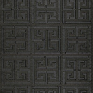 Greek Key Sisal Jet 5005692 by Schumacher Designer Wallpaper