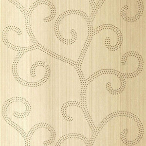 Raindrop Scroll White Gold 5005702 by Schumacher Designer Wallpaper