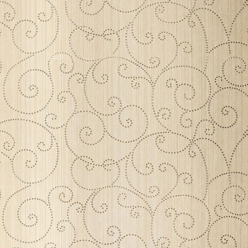 Beaded Scroll Aged Silver 5005720 by Schumacher Designer Wallpaper Modern Glamour 27.0" - Swanky Fabrics -