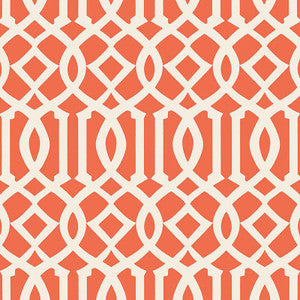 Imperial Trellis Ii Ivory / Mandarin 5005800 by Schumacher Designer Wallpaper