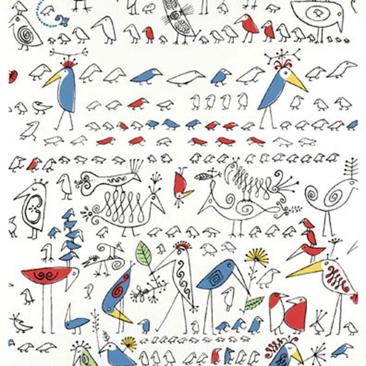 Aviary Multi On White 174771 by Schumacher Designer Fabric Exuberant Prints 27.0" - Swanky Fabrics -