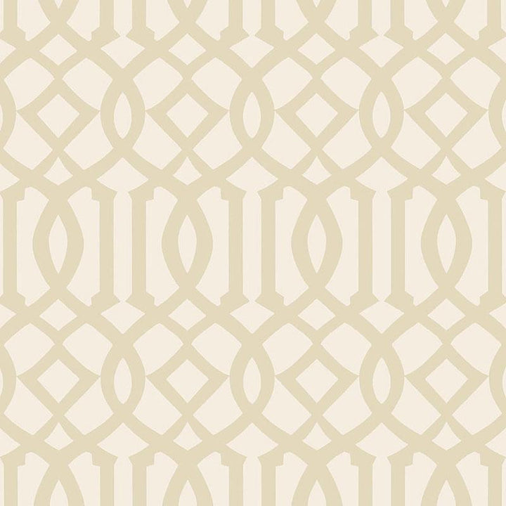 Imperial Trellis Ii Sand / Ivory 5005802 by Schumacher Designer Wallpaper Print Happy 6.75" - Swanky Fabrics -