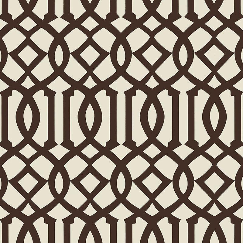 Imperial Trellis Ii Java / Cream 5005803 by Schumacher Designer Wallpaper Print Happy 6.75" - Swanky Fabrics -