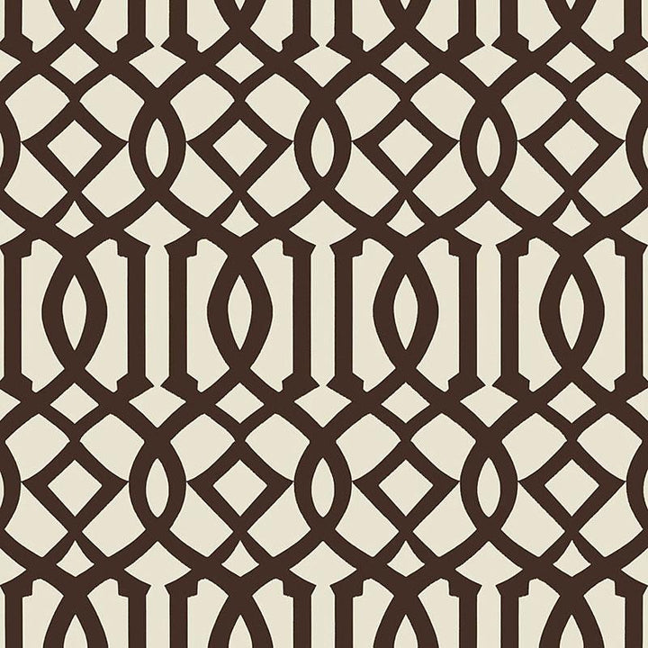 Imperial Trellis Ii Java / Cream 5005803 by Schumacher Designer Wallpaper Print Happy 6.75" - Swanky Fabrics -
