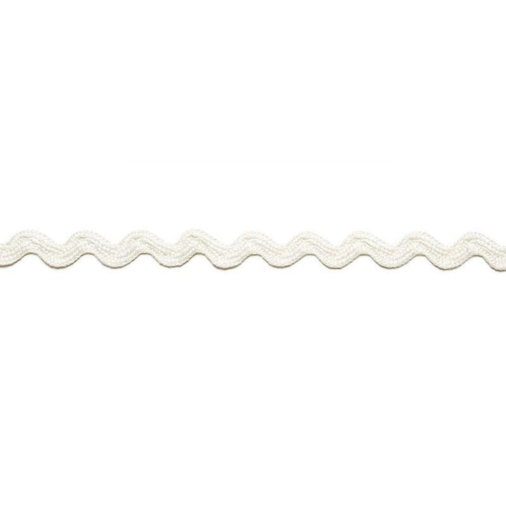 Chantal Linen Rickrack Blanc 65460 by Schumacher Designer Trim Au Naturel - Swanky Fabrics -