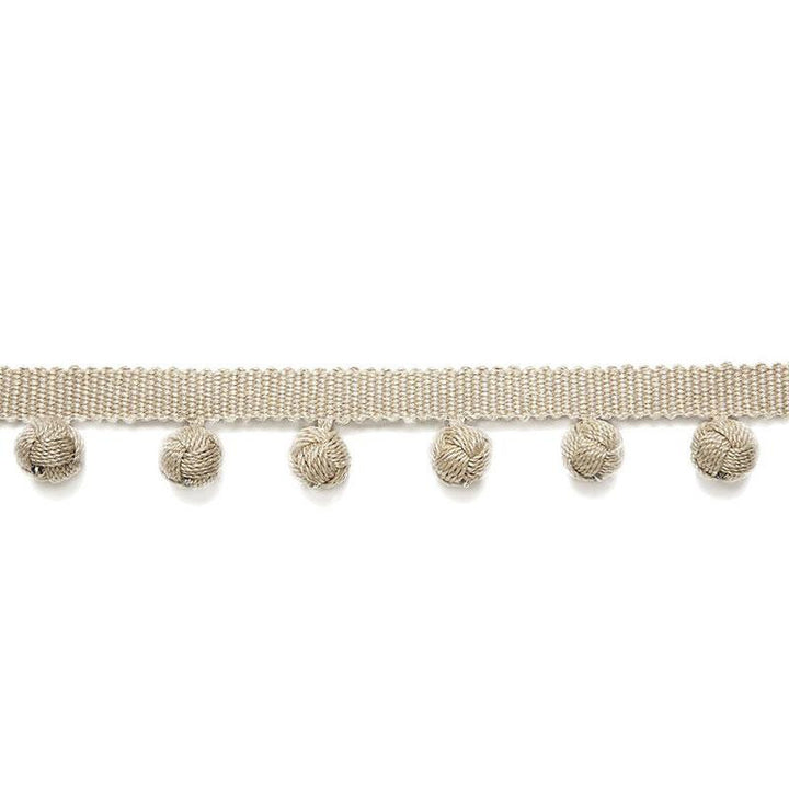 Pierre Bobble Fringe Greige 65511 by Schumacher Designer Trim Au Naturel Trimmings 1.25" - Swanky Fabrics -