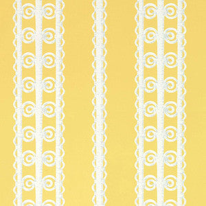 Wicker Stripe Lemon Blossom 5007722 by Schumacher Designer Wallpaper