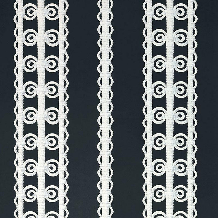 Wicker Stripe Licorice 5007724 by Schumacher Designer Wallpaper Celerie Kemble 13.5" - Swanky Fabrics -
