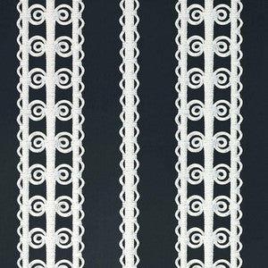 Wicker Stripe Licorice 5007724 by Schumacher Designer Wallpaper