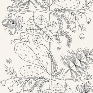 Blommen Noir / Blanc 5007490 by Schumacher Designer Wallpaper