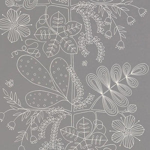 Blommen Smoke 5007491 by Schumacher Designer Wallpaper
