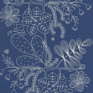 Blommen Marine 5007493 by Schumacher Designer Wallpaper